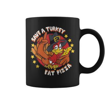 Save A Turkey Eat Pizza Vegan Thanksgiving Costume Coffee Mug - Seseable