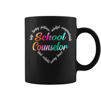 School Counselor Heart Word Cloud Watercolor Rainbow Coffee Mug | Mazezy DE