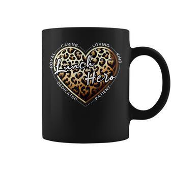 School Lunch Lady Squad A Leopard Heart Food Lunch Hero Crew Coffee Mug - Monsterry