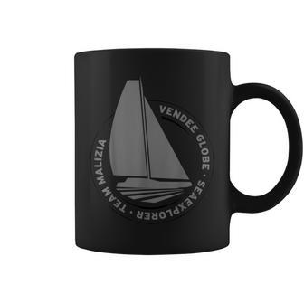 Schwarzes Tassen mit Segelboot-Design, Vendee Globe Herausforderung - Seseable
