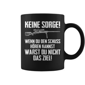 Schwarzes Tassen mit Spruch & Gewehr, Zieljagd-Motiv für Schützen - Seseable