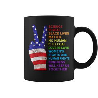 Science Is Real Black Lives Matter Kindness Together Us Flag Coffee Mug - Monsterry