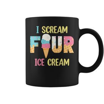 I Scream Four Ice Cream Girls 4Th Birthday Cream Party Girls Coffee Mug - Monsterry AU