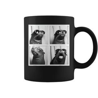 Seal With Sunglasses Cool Sea Lion Ocean Animal Photobooth Coffee Mug - Monsterry