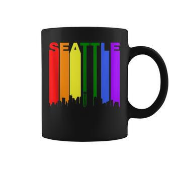 Seattle Washington Lgbtq Gay Pride Rainbow Skyline Coffee Mug - Monsterry