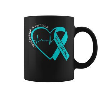 Sexual Assault Awareness Month Heart Teal Ribbon Support Coffee Mug | Mazezy