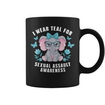 Sexual Assault Awareness I Wear Teal Cute Elephant 2024 Coffee Mug | Mazezy