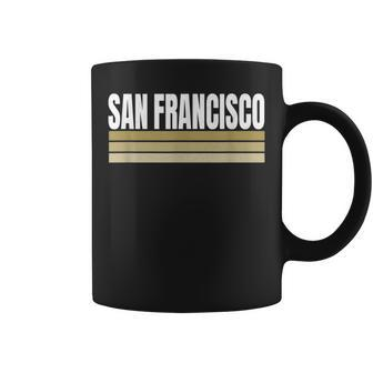 Sf Vintage Striped San Francisco Red Maroon San Francisco Ca Coffee Mug | Mazezy