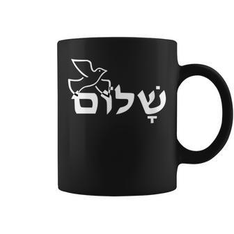 Shalom Meaning Peace In Hebrew With Dove Coffee Mug - Monsterry