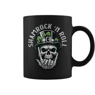 Shamrock N Roll Leprechaun Punk & Clover Skulls Apparel Coffee Mug - Monsterry DE