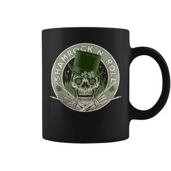Shamrock And Roll Rock And Roll Saint Patrick's Day Skull Coffee Mug - Monsterry CA