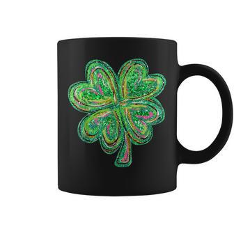 Shamrock Sequins Effect Clover Happy St Patrick's Day Womens Coffee Mug | Mazezy