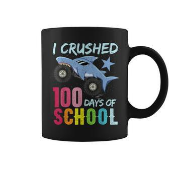 Shark Monster Truck 100 Days Of School Apparel Boys Coffee Mug - Monsterry DE