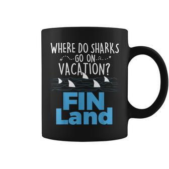Where Do Sharks Go On Vacation Shark Lover Ocean Wildlife Coffee Mug - Monsterry