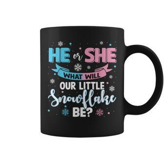 He Or She What Will Our Little Snowflake Be Gender Reveal Coffee Mug - Seseable