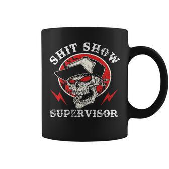 Shit Show Supervisor Skull On Back Coffee Mug - Monsterry UK