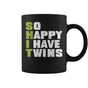 Shit So Happy I Have Twins Fathers Day Dad Daddy Papa Coffee Mug - Monsterry DE