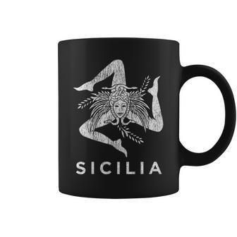 Sicilian Pride Sicilia Sicilian Flag Trinacria Faded Coffee Mug - Monsterry CA
