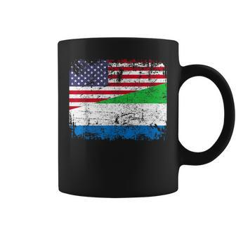 Sierra Leonean Roots Half American Flag Sierra Leonean Coffee Mug - Monsterry CA