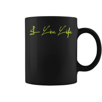 Signature Logo Green Electric Lime Script Trendy I Live Life Coffee Mug - Monsterry UK