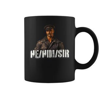 He Him Sir Gay Pride Leather Gay Daddy Bear Kink Gay Biker Coffee Mug - Monsterry AU