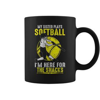 My Sister Plays Softball I'm Here For The Snacks Coffee Mug | Mazezy
