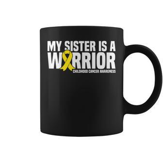 My Sister Is A Warrior Childhood Cancer Awareness Coffee Mug - Monsterry