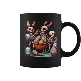 Skeleton Bunny Basket Hippie Eggs Rabbit Carrot Easter Day Coffee Mug - Seseable