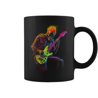 Skeleton Graphic Playing Guitar Rock Band For Women Coffee Mug - Monsterry DE