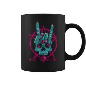 Skeleton Skull Rock Hand Rock And Roll Punk Pentagram Coffee Mug - Monsterry CA
