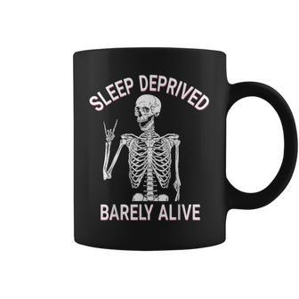 Skeleton Sleep Deprived Barely Alive Coffee Mug | Mazezy