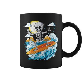 Skeleton Surfing Halloween Hawaii Hawaiian Surfer Coffee Mug | Mazezy