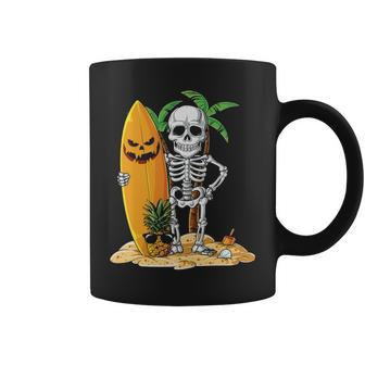 Skeleton Surfing Halloween Hawaii Hawaiian Surfer Coffee Mug | Mazezy