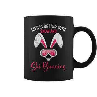 Skiing Life Is Better With Snow And Ski Bunnies Snow Bunny Coffee Mug - Seseable