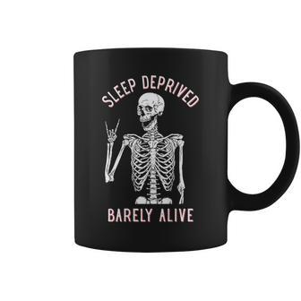 Sleep Deprived Barely Alive Skull Coffee Mug - Seseable
