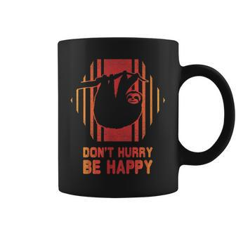 Sloth Don't Hurry Be Happy Retro Vintage 80S Style Coffee Mug - Monsterry UK