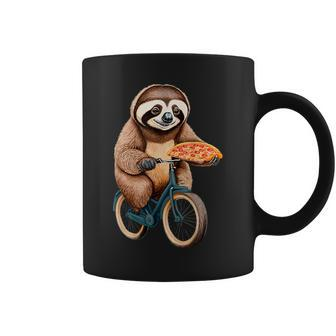 Sloth Riding A Bicycle Eating Pizza I Love Sloth And Pizza Coffee Mug - Thegiftio UK