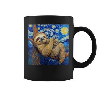 Sloth Van Gogh Style Starry Night Coffee Mug - Monsterry