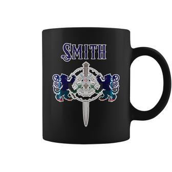 Smith Scottish Clan Family Name Tartan Lion Sword Coffee Mug - Seseable