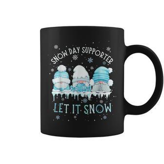 Snow Day Supporter Let It Snow Cute Blue Gnome Xmas Holiday Coffee Mug - Seseable