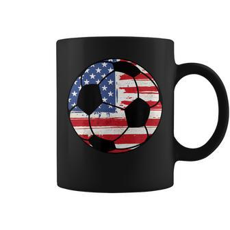 Soccer American Flag United States Ball Coffee Mug - Monsterry DE