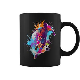 Soccer Player Paint Splash Coffee Mug | Mazezy