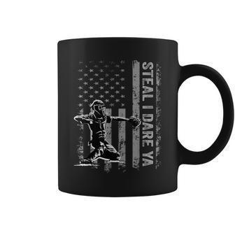 Softball Catcher Baseball Catcher Flag Usa Coffee Mug - Monsterry DE