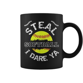 Softball Catcher Steal I Dare Ya Player Girls Coffee Mug - Monsterry