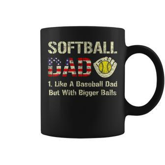 Softball Dad Like A Baseball Dad Usa Flag Father's Day Coffee Mug | Crazezy