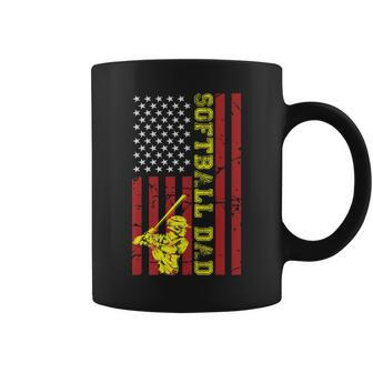 Softball Dad Usa American Flag Father's Day Outfit Men Coffee Mug - Thegiftio UK