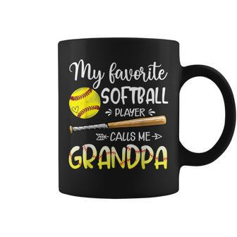 Softball My Favorite Softball Player Calls Me Grandpa Coffee Mug - Monsterry AU