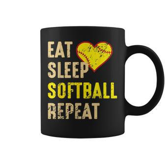 Softball Eat Sleep Softball Repeat Girls Softball Coffee Mug - Seseable