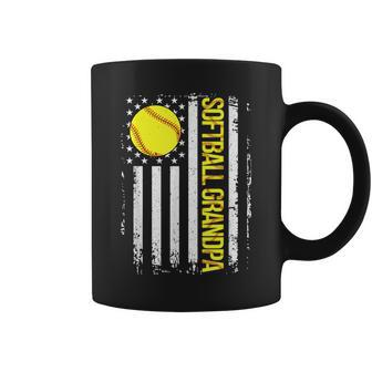 Softball Grandpa American Flag Vintage Ic Game Day Coffee Mug - Monsterry CA
