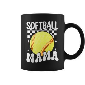 Softball Mama Retro Groovy Baseball Softball Mom Coffee Mug - Thegiftio UK